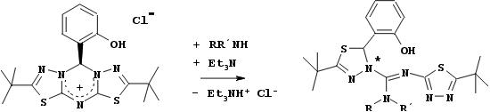 formation of guanidines from bis(thiadiazolo)-triaziniumsalts