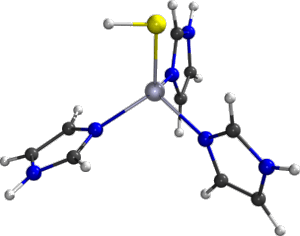 Tris-(imidazolo)-zinc-hydrogenthiolate-cation