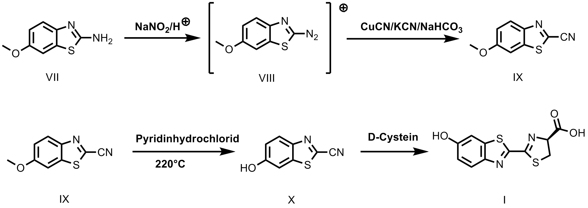 Synthese von Luciferin durch Sandmeyer-Reaktion